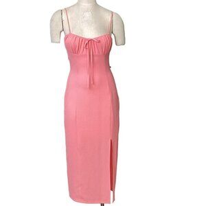 Gianni Bini Maya Ruched Tie Sleeveless Sheath Dress Thigh Slit Sz 4 NWT 192C